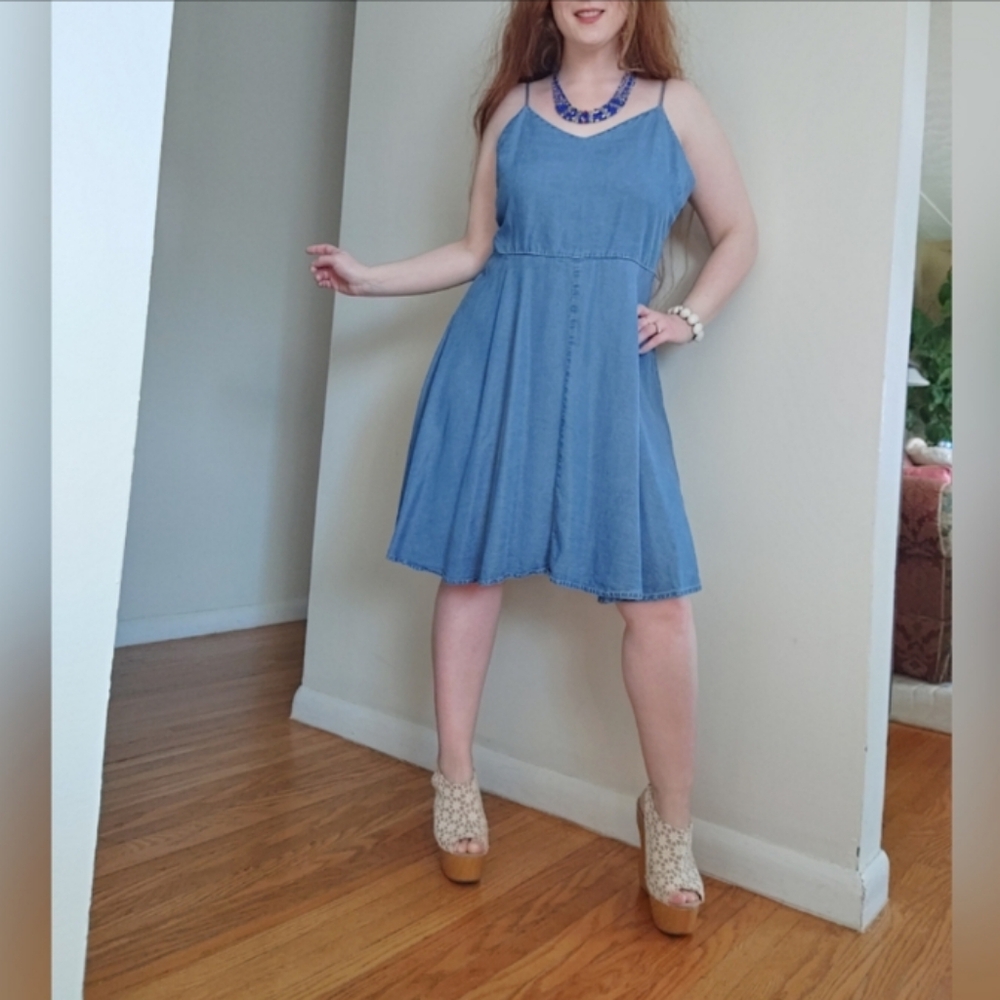 Gap blue jean midi dress. Size L